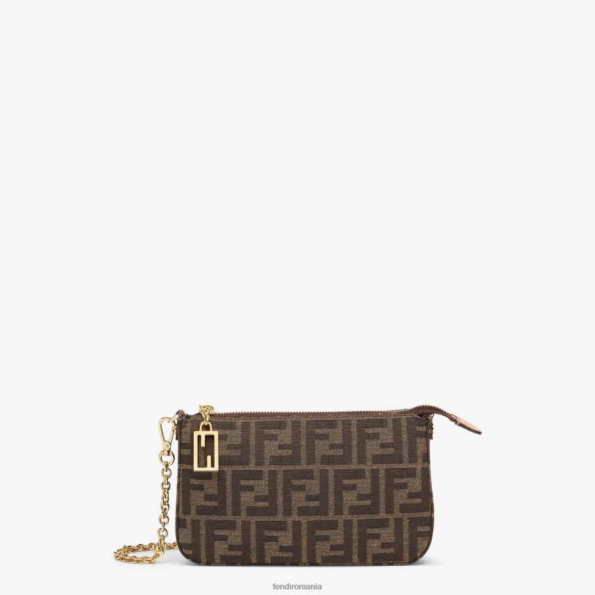 clutch din material jacquard ff cu lant maro Fendi femei accesorii 86084L537