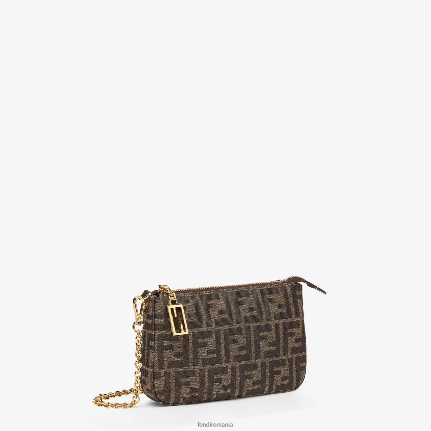 clutch din material jacquard ff cu lant maro Fendi femei accesorii 86084L537