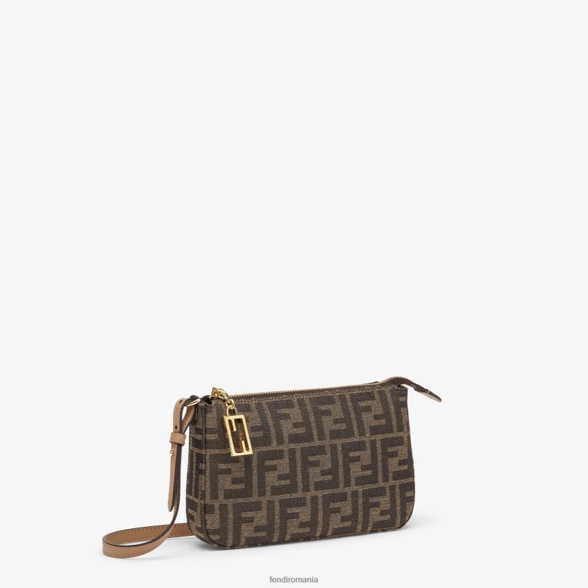 clutch din material jacquard ff cu lant maro Fendi femei accesorii 86084L537
