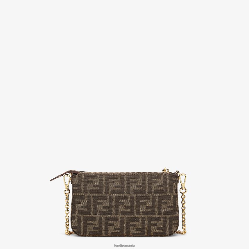clutch din material jacquard ff cu lant maro Fendi femei accesorii 86084L537