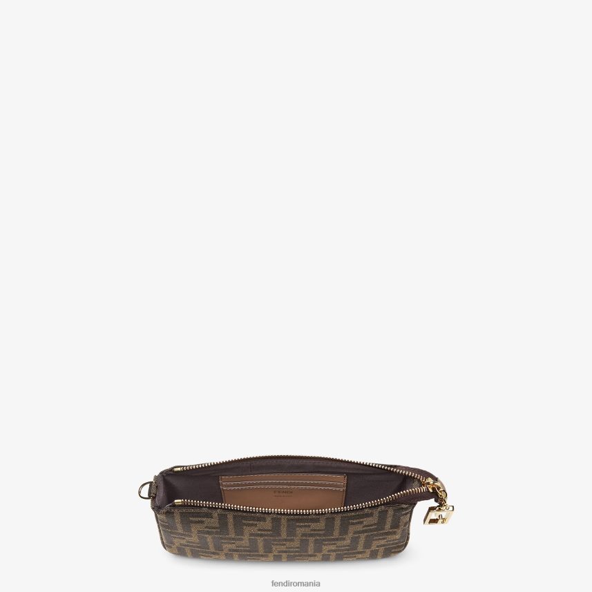 clutch din material jacquard ff cu lant maro Fendi femei accesorii 86084L537