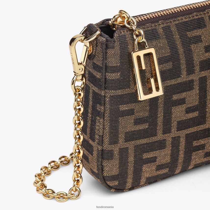 clutch din material jacquard ff cu lant maro Fendi femei accesorii 86084L537