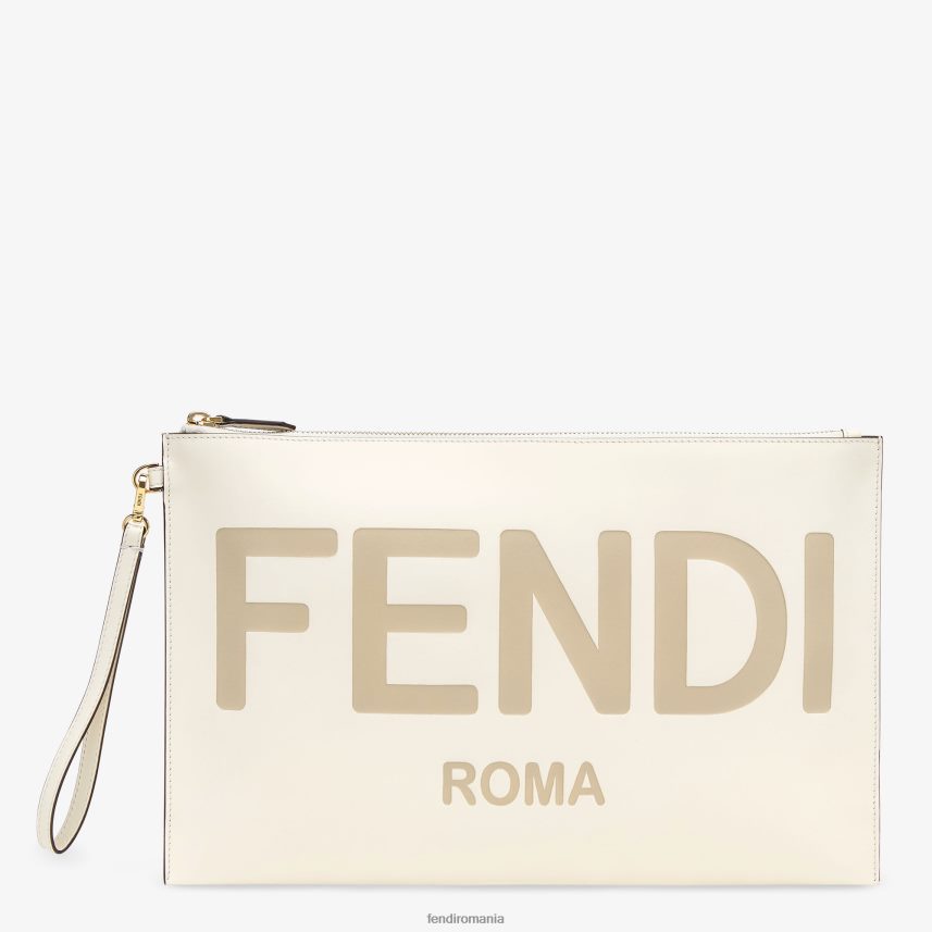 husă plat mare din piele alb Fendi femei accesorii 86084L1563