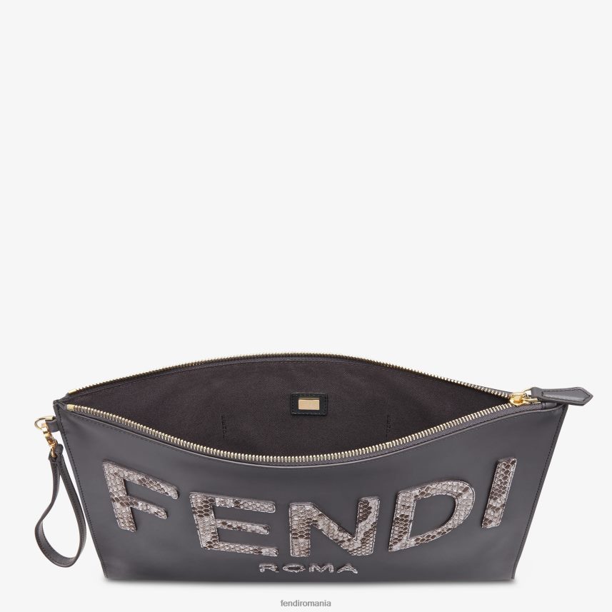 husă plat mare din piele gri Fendi femei accesorii 86084L1532