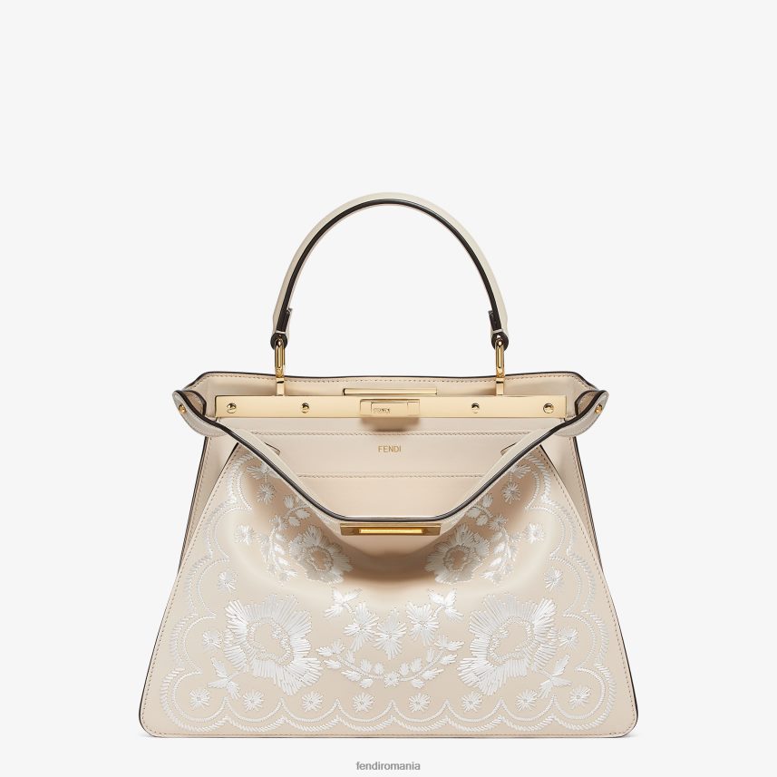 Geanta din piele camelie cu broderie florala roz Fendi femei accesorii 86084L605