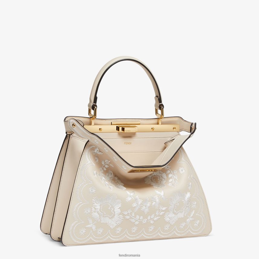 Geanta din piele camelie cu broderie florala roz Fendi femei accesorii 86084L605