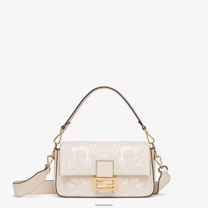 Geanta din piele camelie cu broderie florala roz Fendi femei accesorii 86084L653