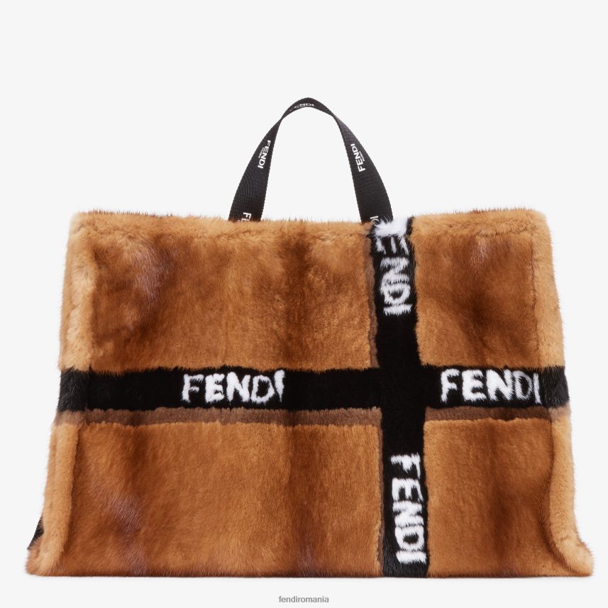 cumpărător de nurcă cu incrustație de panglică maro Fendi femei accesorii 86084L761