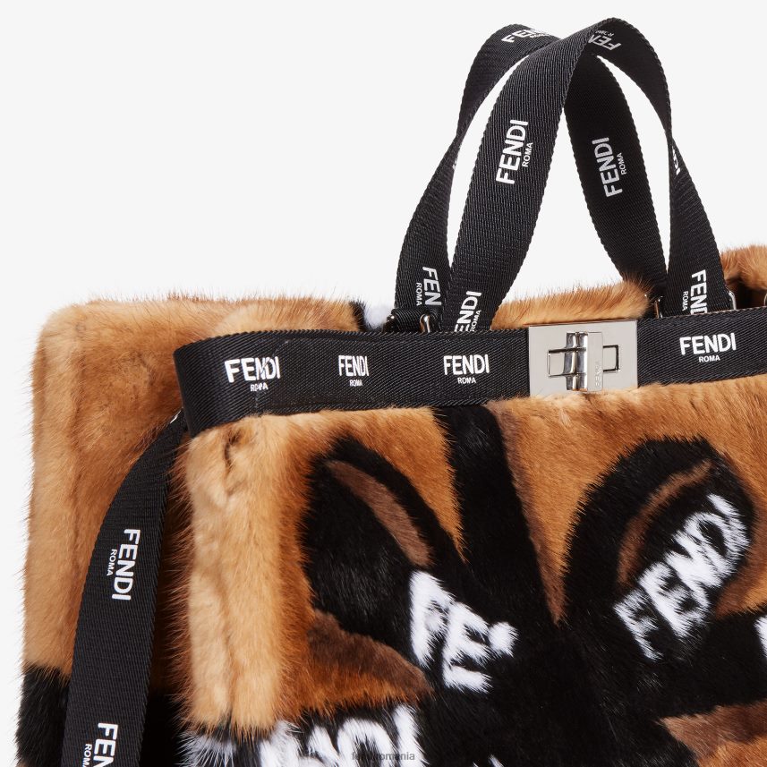 cumpărător de nurcă cu incrustație de panglică maro Fendi femei accesorii 86084L761