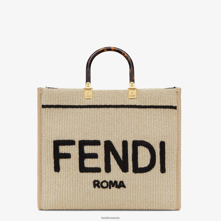 cumpărător de paie naturale negru Fendi femei accesorii 86084L896