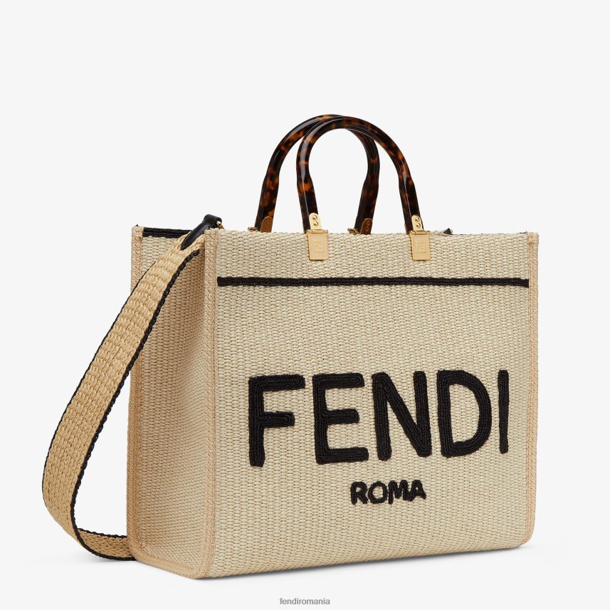 cumpărător de paie naturale negru Fendi femei accesorii 86084L896