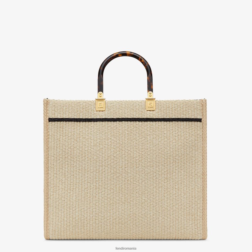 cumpărător de paie naturale negru Fendi femei accesorii 86084L896