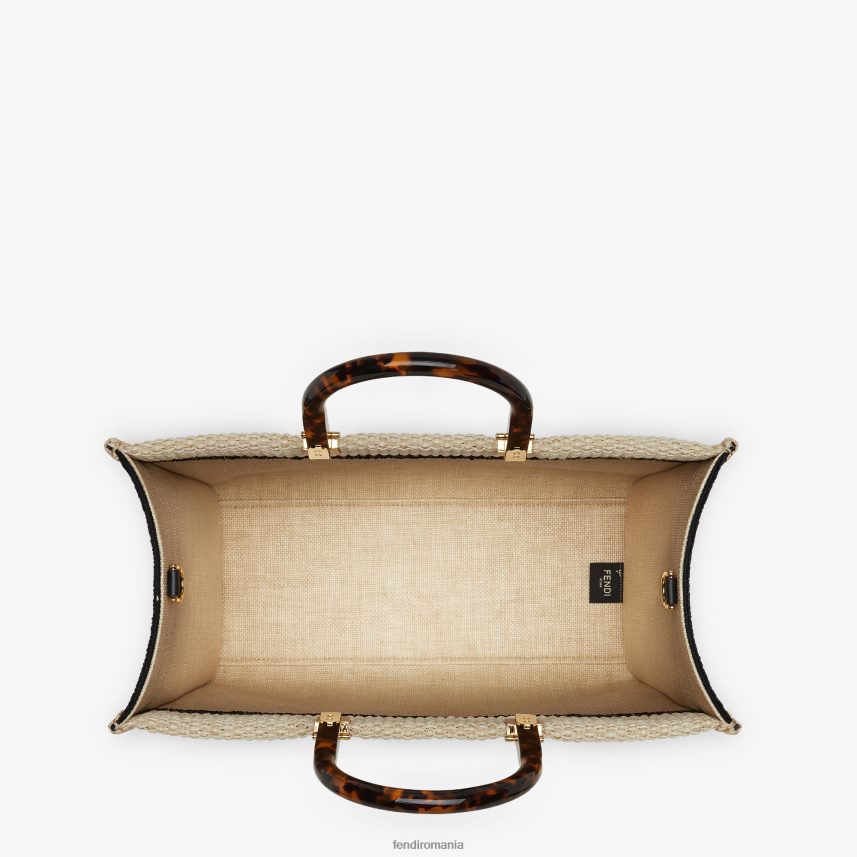 cumpărător de paie naturale negru Fendi femei accesorii 86084L896