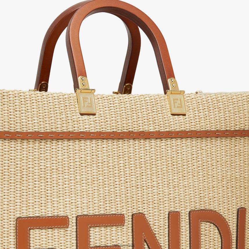 cumpărător în paie naturală bej Fendi femei accesorii 86084L594