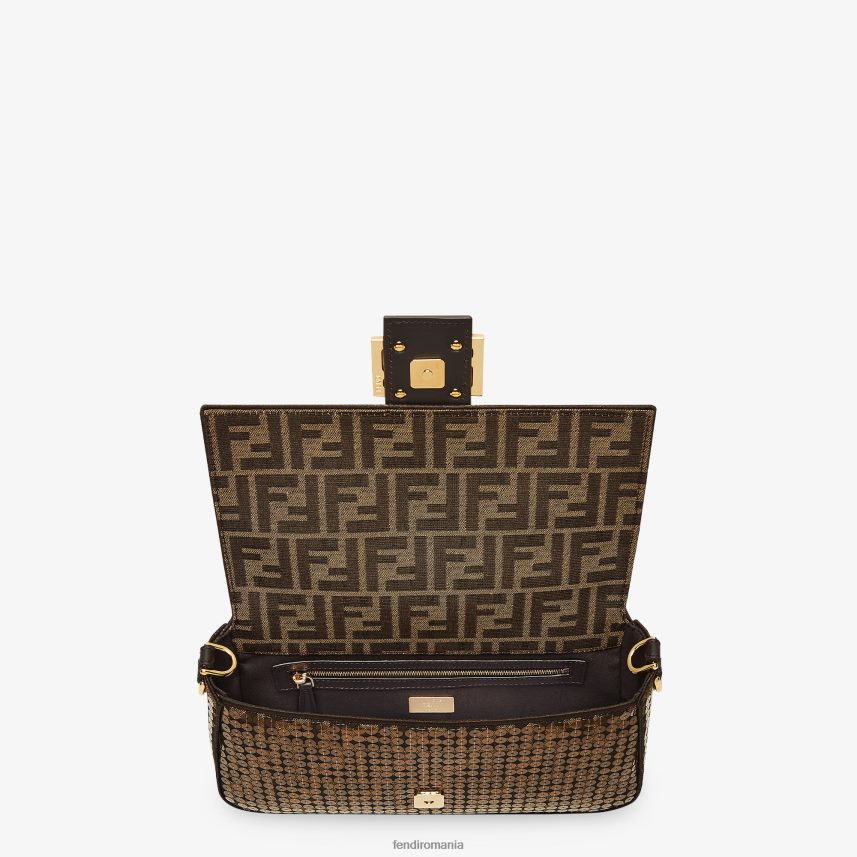 ff geantă din material jacquard cu paiete maro Fendi femei accesorii 86084L544