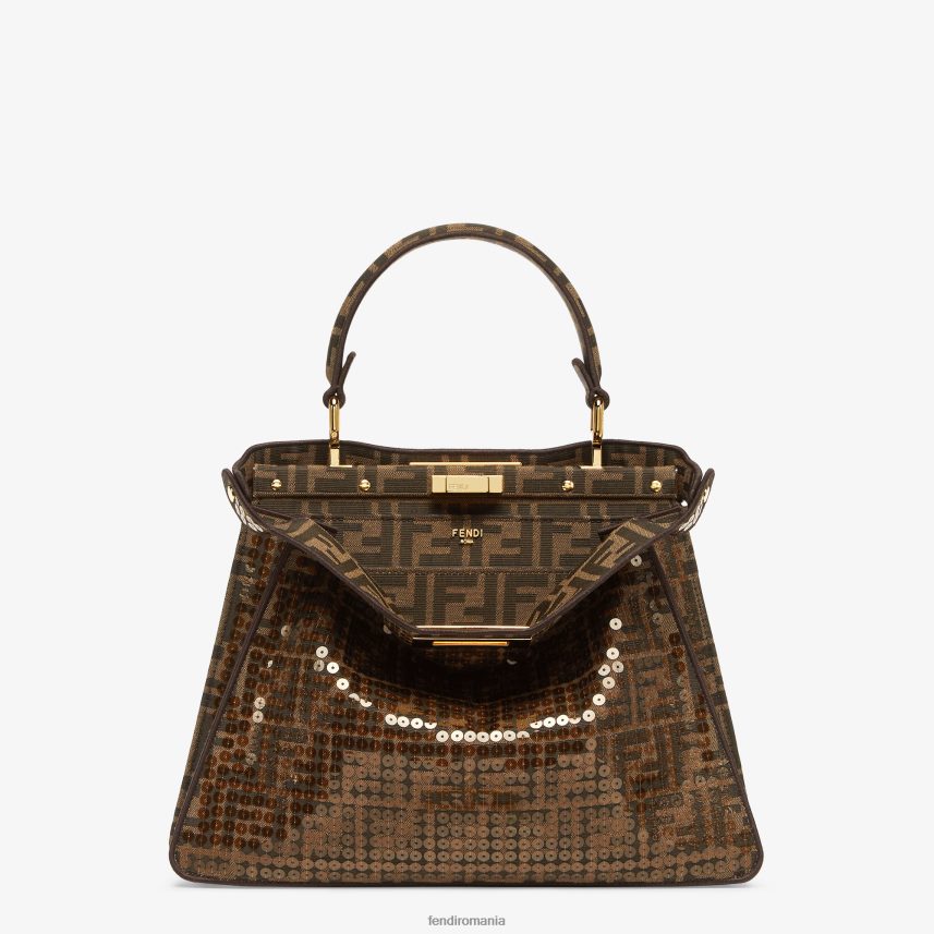 ff geantă din material jacquard cu paiete maro Fendi femei accesorii 86084L561