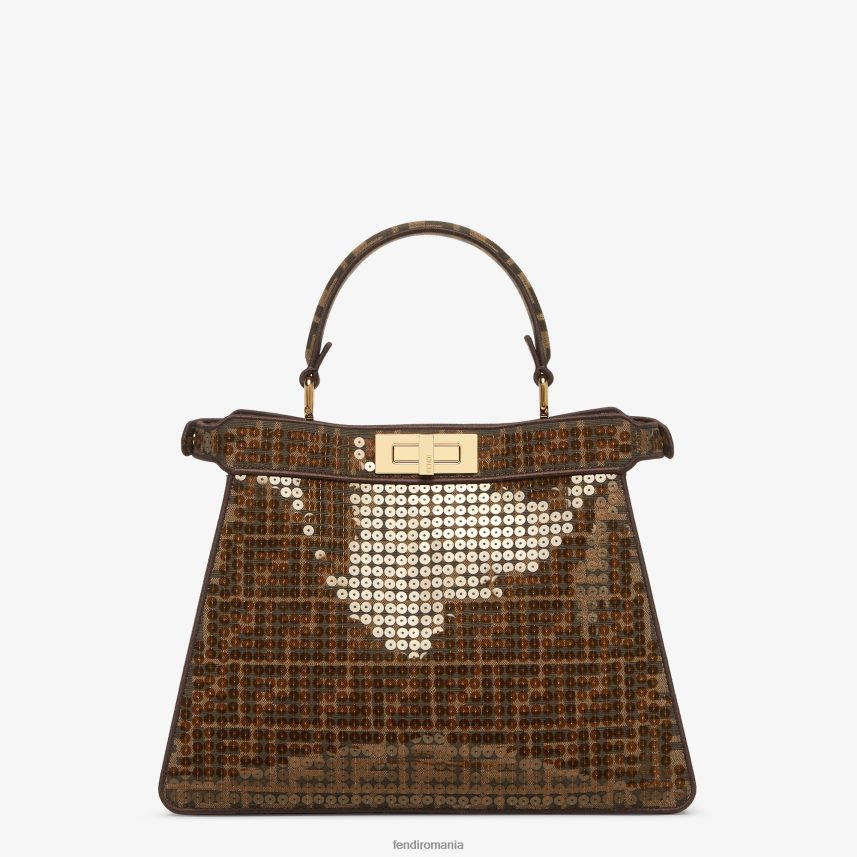 ff geantă din material jacquard cu paiete maro Fendi femei accesorii 86084L561