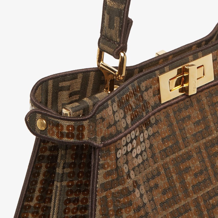 ff geantă din material jacquard cu paiete maro Fendi femei accesorii 86084L561