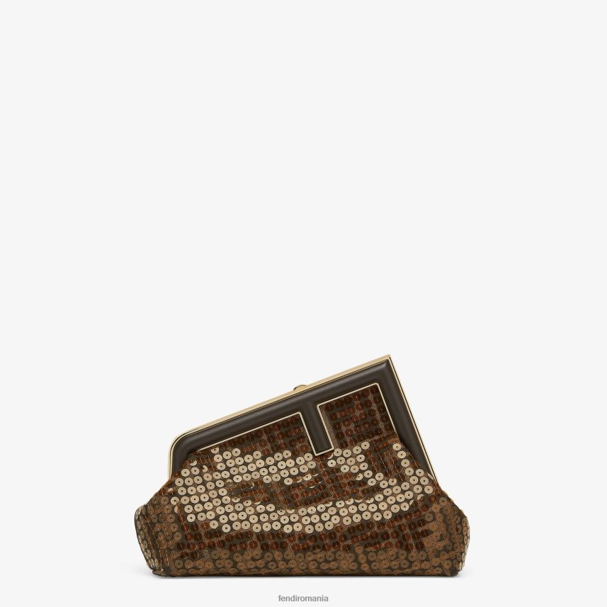 ff geantă din material jacquard cu paiete maro Fendi femei accesorii 86084L588