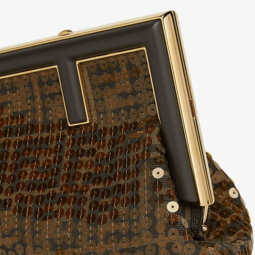 ff geantă din material jacquard cu paiete maro Fendi femei accesorii 86084L588