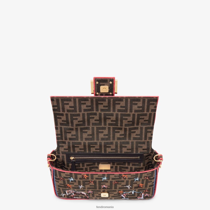 ff geanta din stofa cu broderie astrologie maro Fendi femei accesorii 86084L631