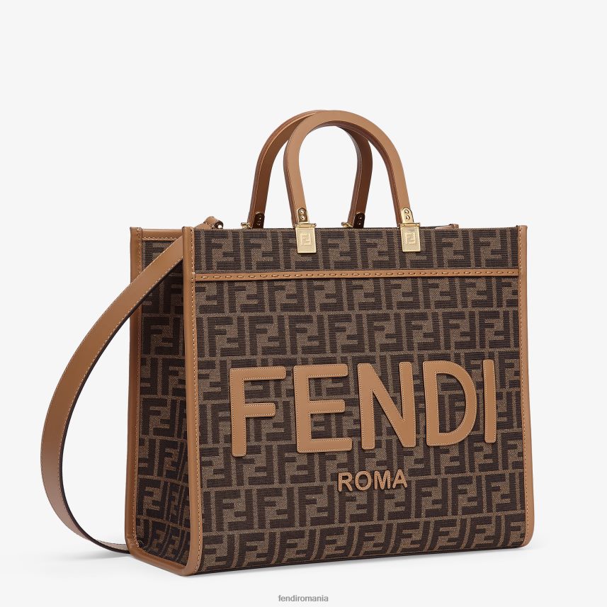 ff shopper din țesătură jacquard maro Fendi femei accesorii 86084L532