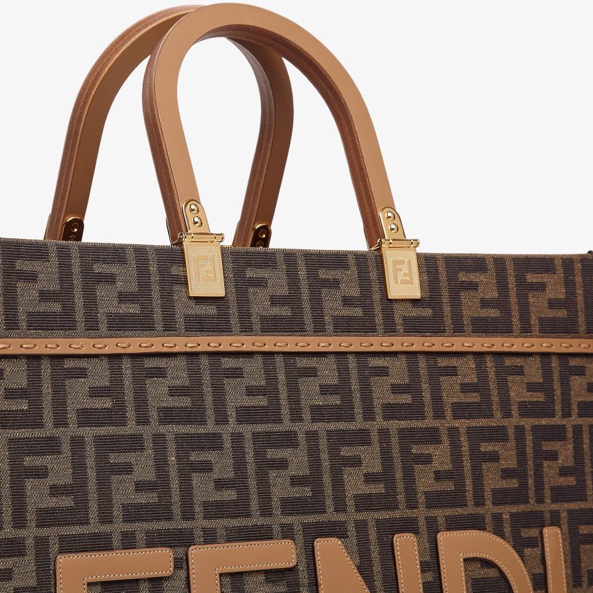ff shopper din țesătură jacquard maro Fendi femei accesorii 86084L532