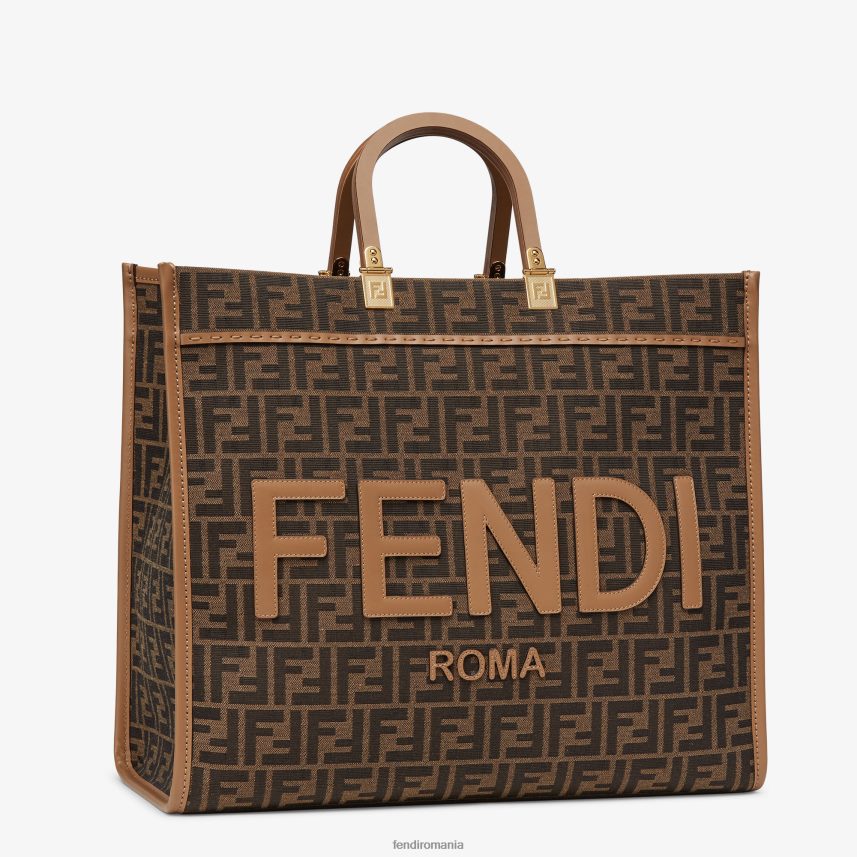 ff shopper din țesătură jacquard maro Fendi femei accesorii 86084L533