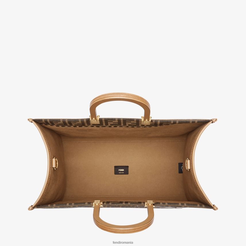 ff shopper din țesătură jacquard maro Fendi femei accesorii 86084L533