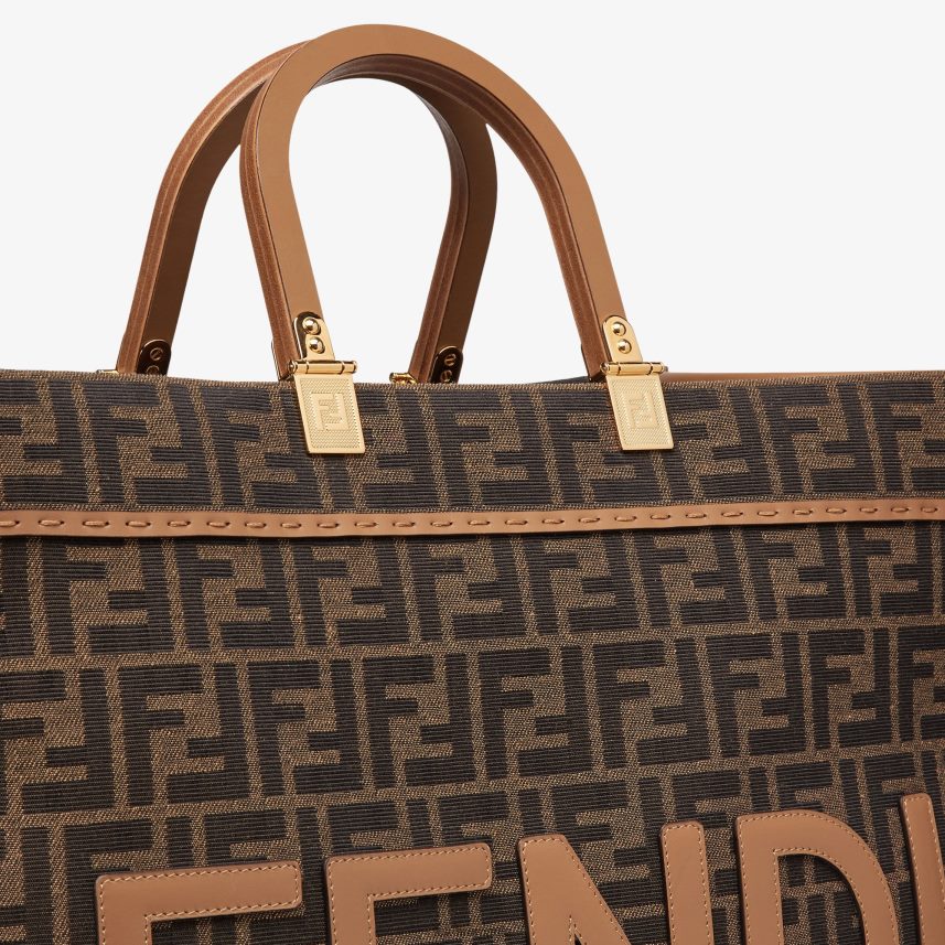 ff shopper din țesătură jacquard maro Fendi femei accesorii 86084L533