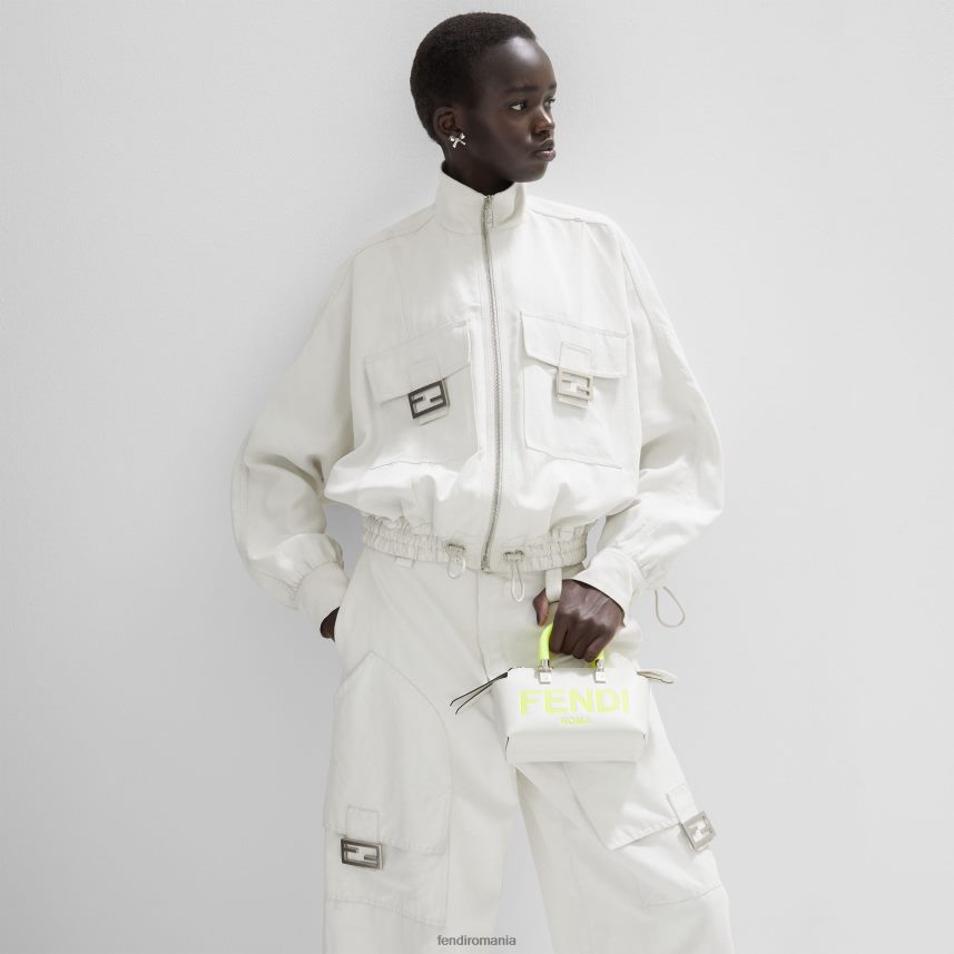 geantă Boston mică din piele alb Fendi femei accesorii 86084L696