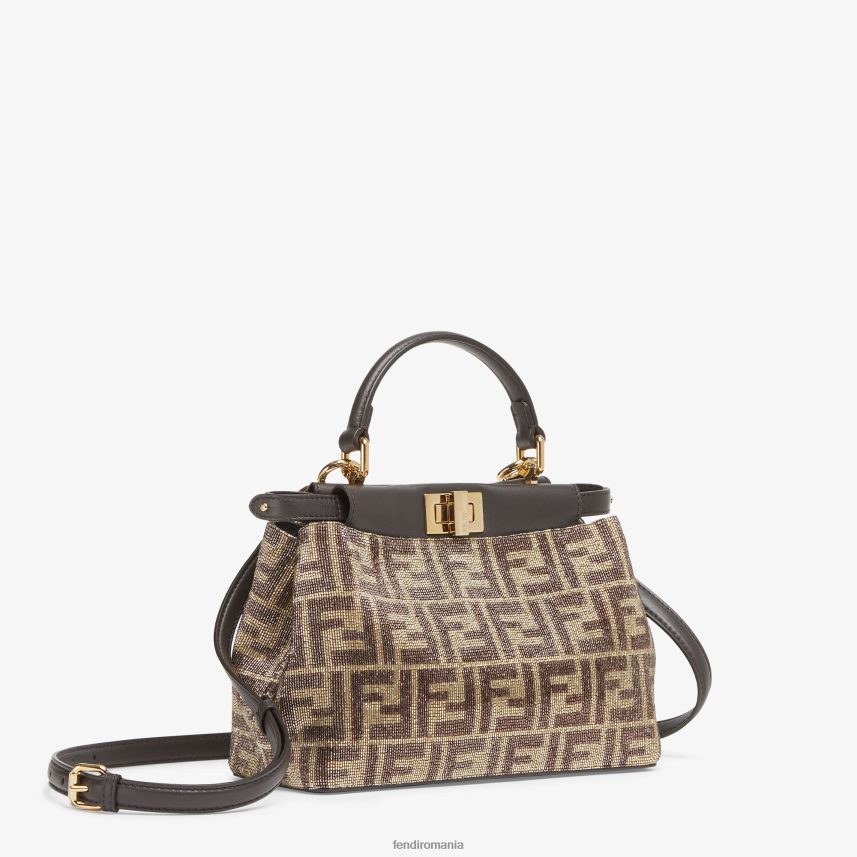 geantă cu margele cu motiv ff bicolor maro Fendi femei accesorii 86084L608