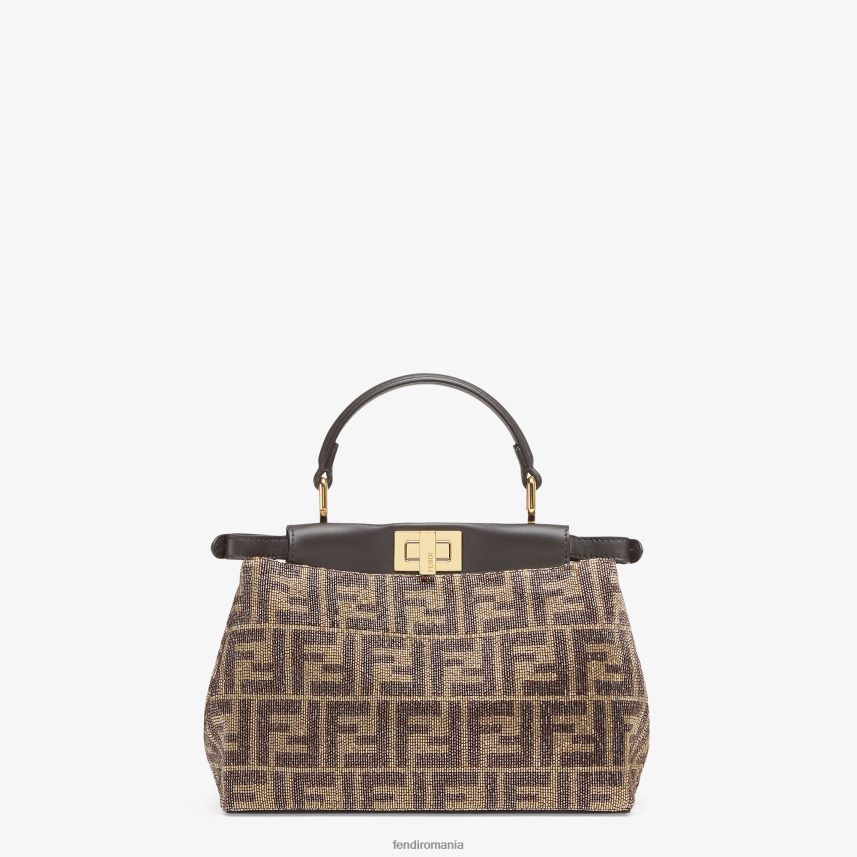 geantă cu margele cu motiv ff bicolor maro Fendi femei accesorii 86084L608