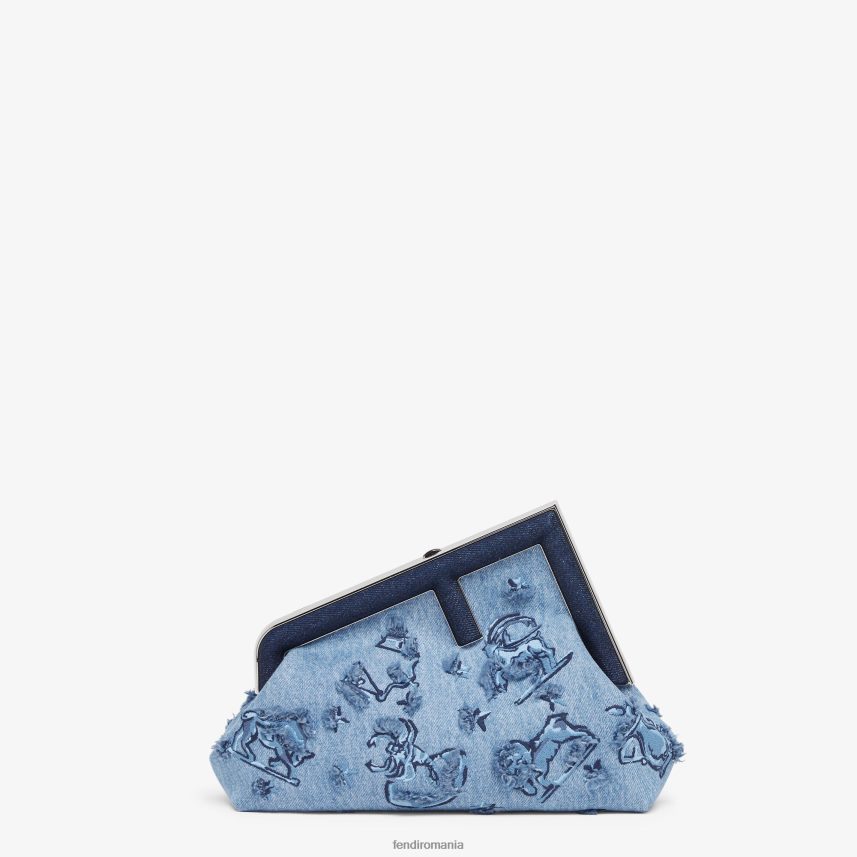 geantă din blugi cu broderie astrologie albastru deschis Fendi femei accesorii 86084L634