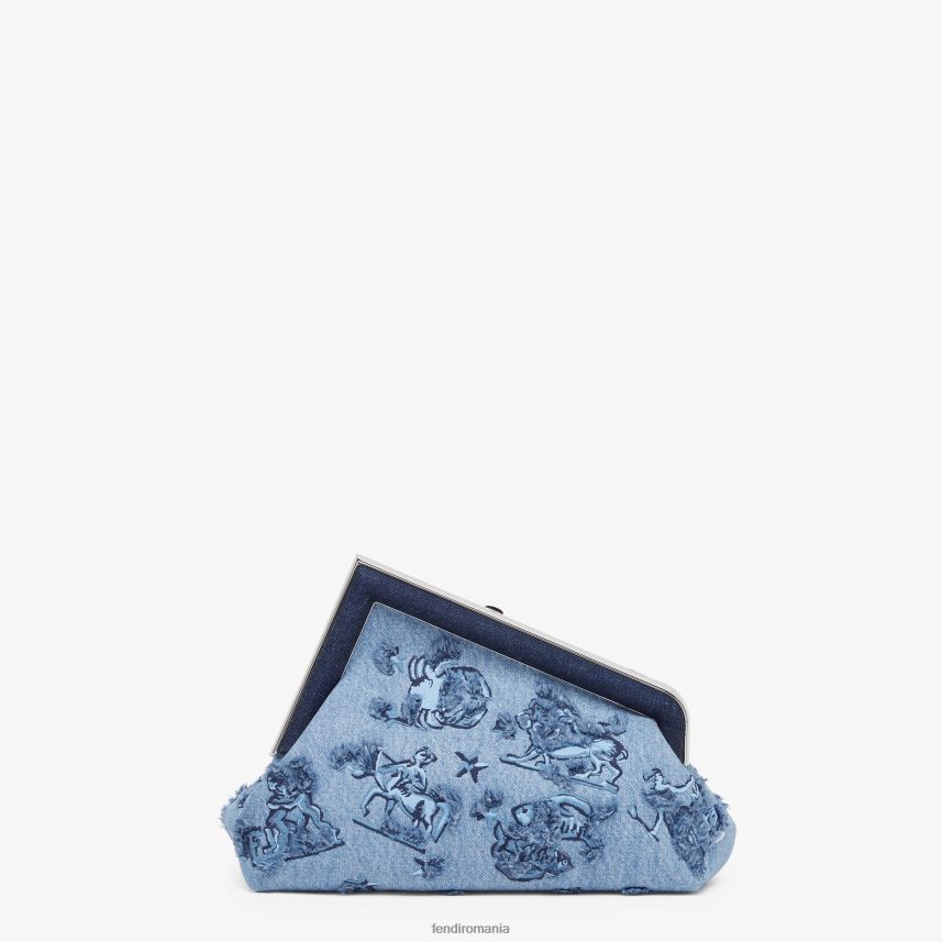 geantă din blugi cu broderie astrologie albastru deschis Fendi femei accesorii 86084L634