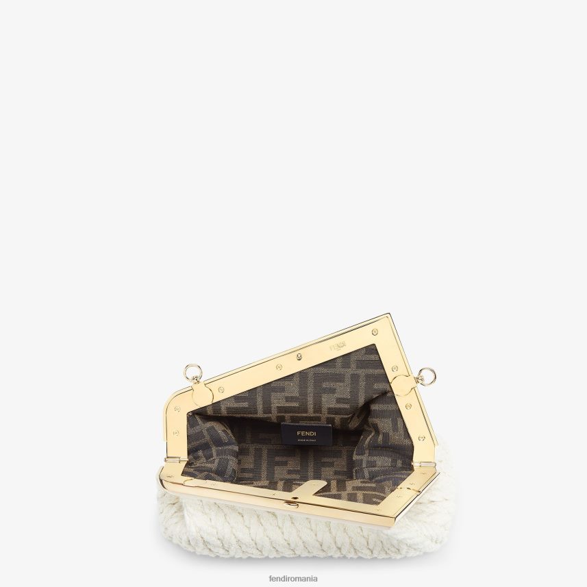 geantă din țesătură împletită alb Fendi femei accesorii 86084L618