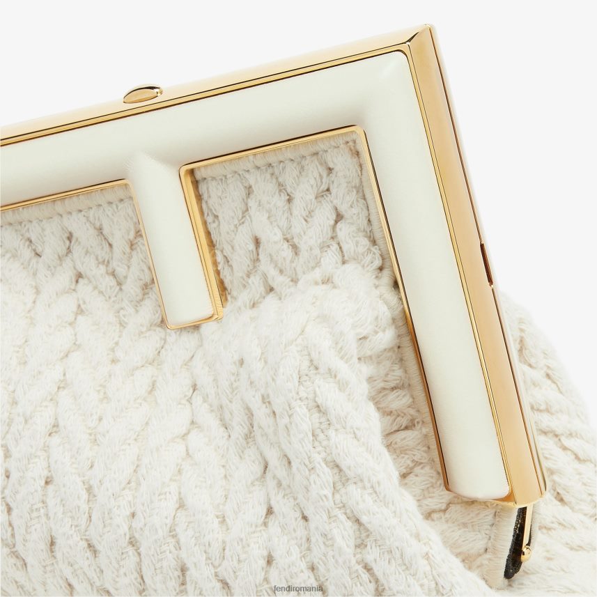 geantă din țesătură împletită alb Fendi femei accesorii 86084L618