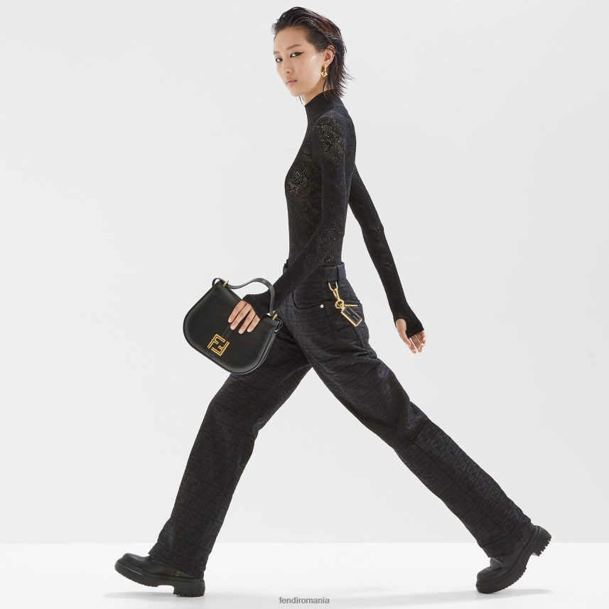 geantă din piele netedă și floră negru Fendi femei accesorii 86084L520