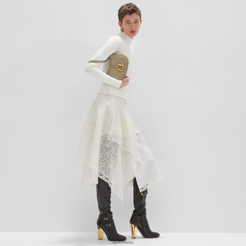 geantă din piele netedă porumbel și din piele integrală gri Fendi femei accesorii 86084L558