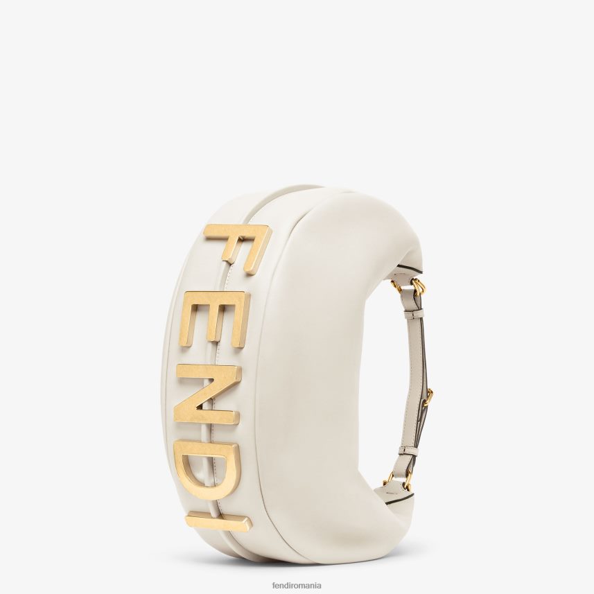 geantă medie din piele gri alb Fendi femei accesorii 86084L571