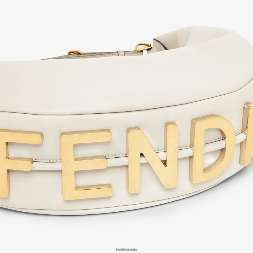geantă medie din piele gri alb Fendi femei accesorii 86084L571