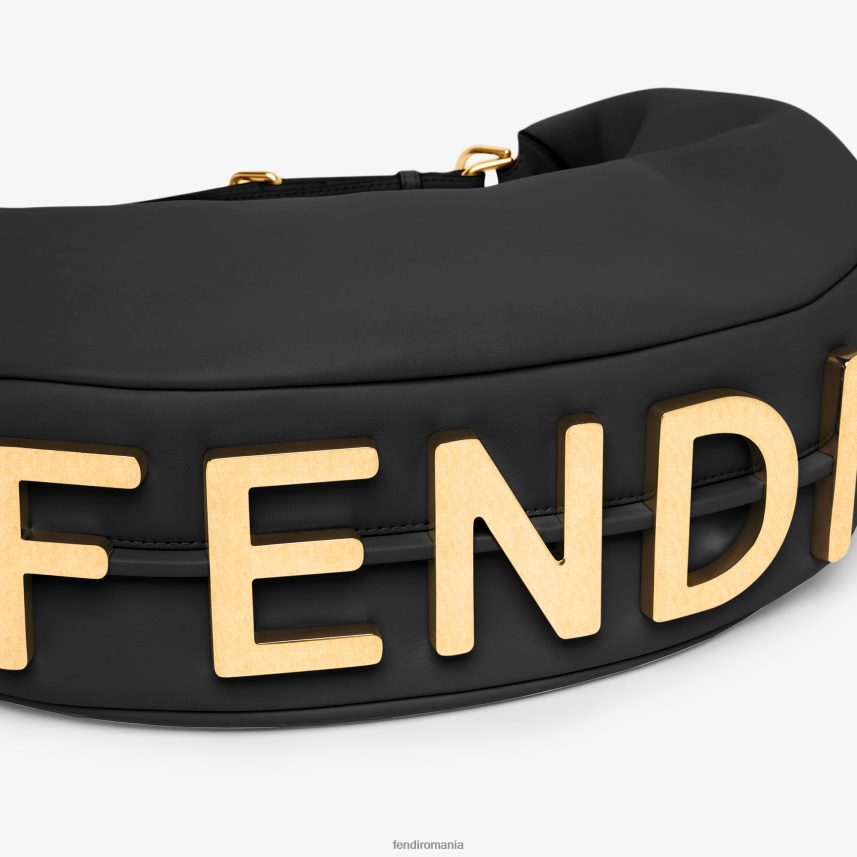 geantă medie din piele gri negru Fendi femei accesorii 86084L525