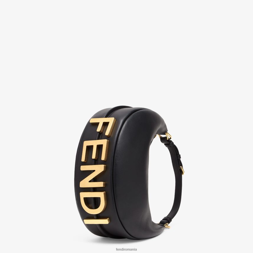 geantă mică din piele gri negru Fendi femei accesorii 86084L526