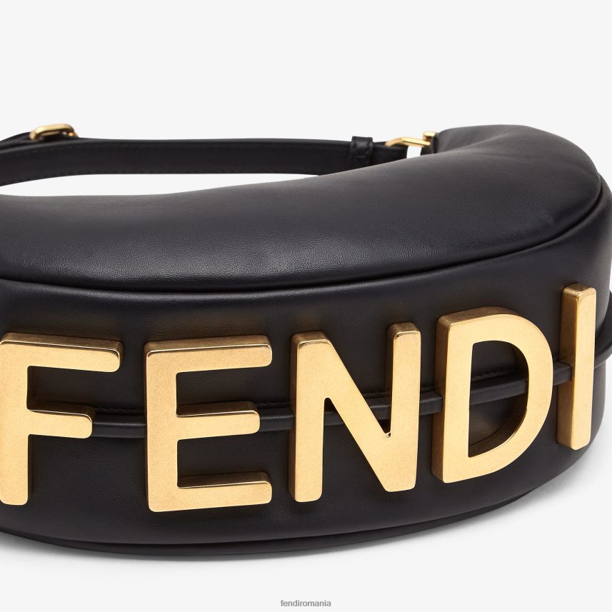 geantă mică din piele gri negru Fendi femei accesorii 86084L526