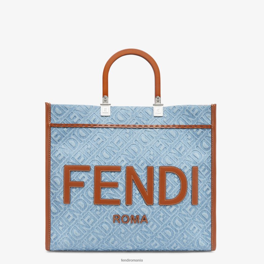geantă shopper din denim albastru deschis Fendi femei accesorii 86084L624