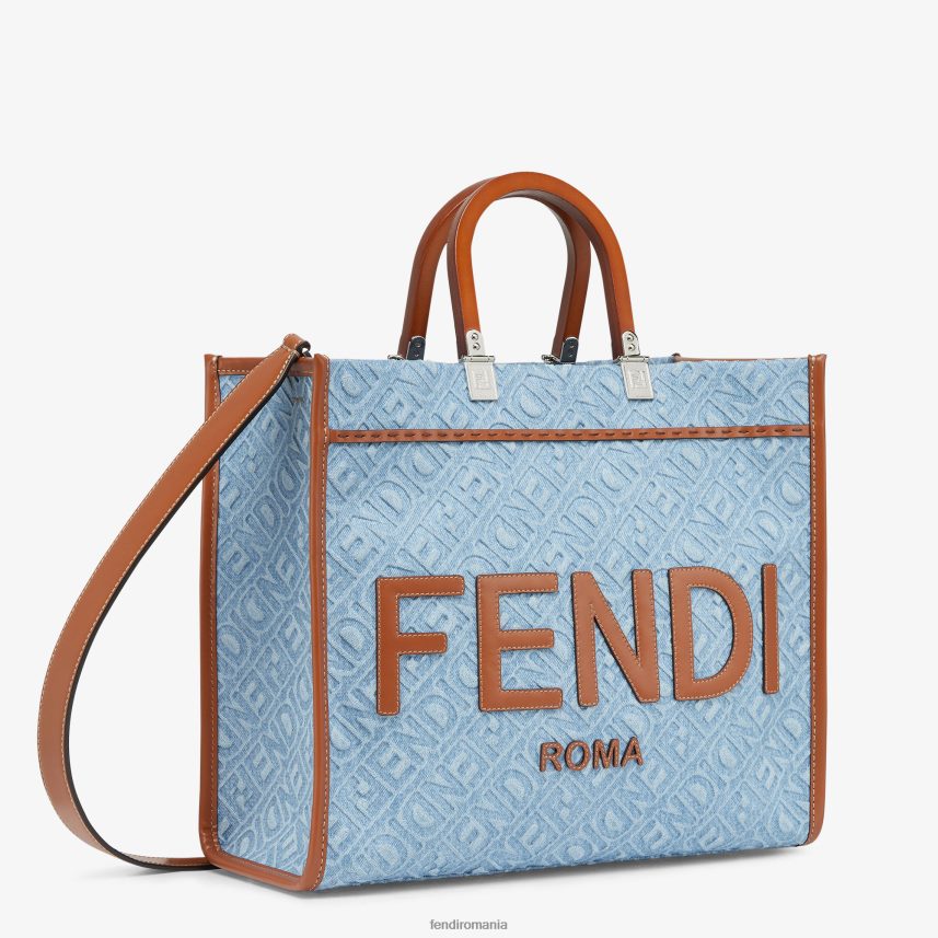 geantă shopper din denim albastru deschis Fendi femei accesorii 86084L624