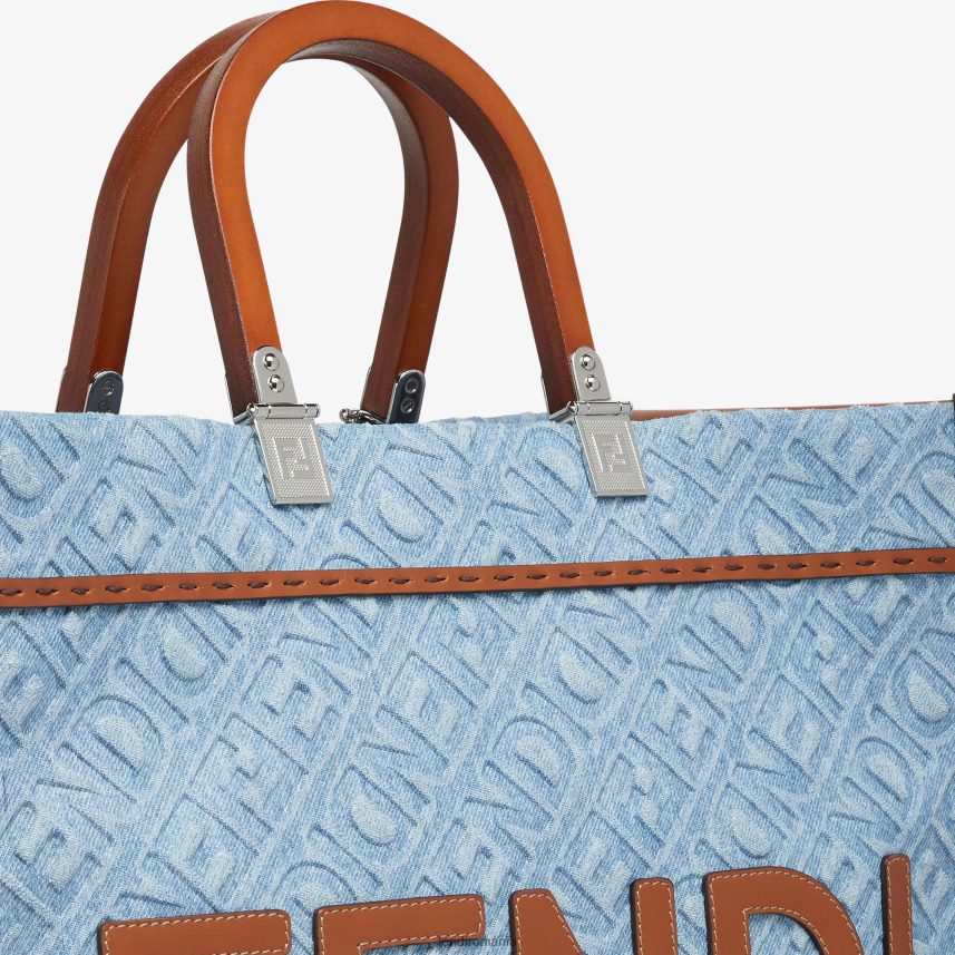 geantă shopper din denim albastru deschis Fendi femei accesorii 86084L624