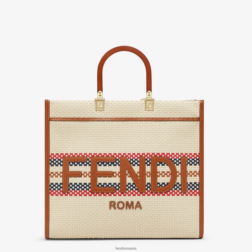 geantă shopper din țesătură cu efect împletit și cu dungi multiple multicolor Fendi femei accesorii 86084L621