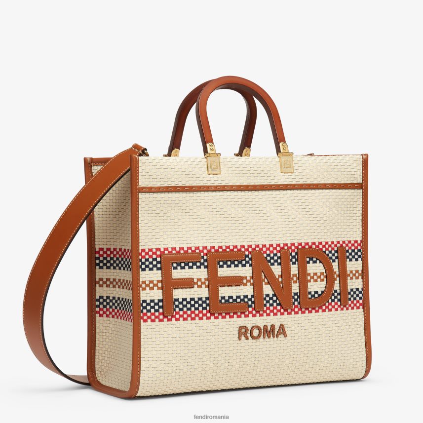 geantă shopper din țesătură cu efect împletit și cu dungi multiple multicolor Fendi femei accesorii 86084L621