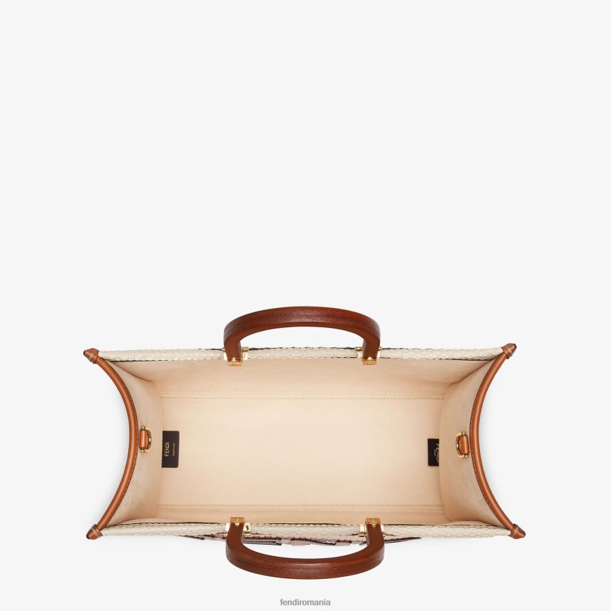 geantă shopper din țesătură cu efect împletit și cu dungi multiple multicolor Fendi femei accesorii 86084L621